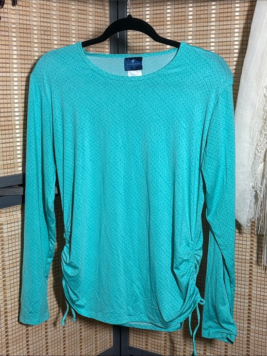 Caribbean Joe Other - Caribbean Joe Teal Long-Sleeve Drawstring Top